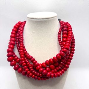 Precious Vintage Ethnic Necklace SM-MD-LRGE RED Heavy Coral Stones 19.5” Long